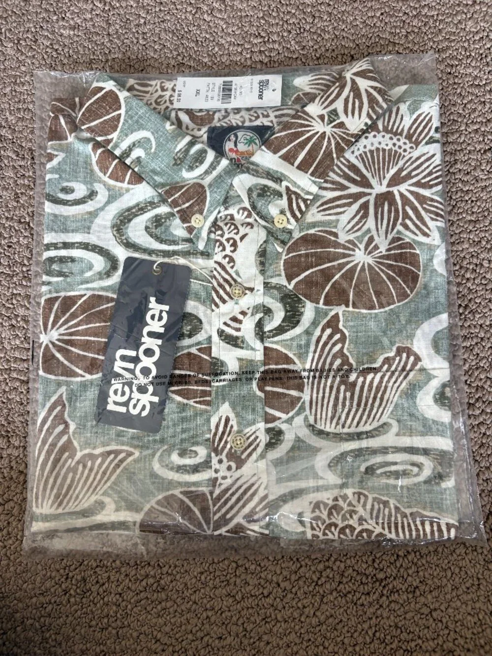 Reyn Spooner Koi Boi Tailored Fit Aloha Shirt Seafoam XXL NWT - Picture 3 of 5